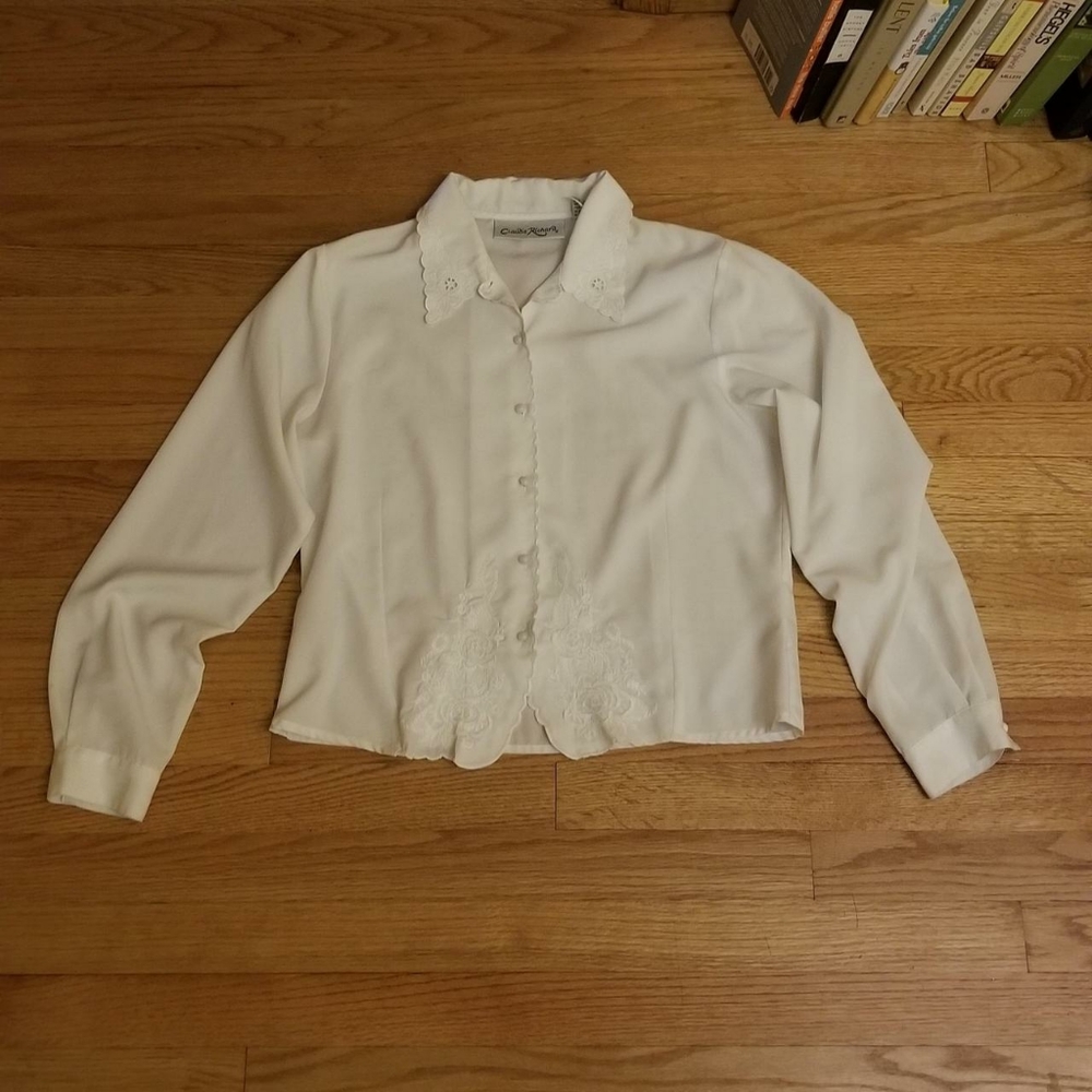 Claudia Richard embroidered button down long sleeve top